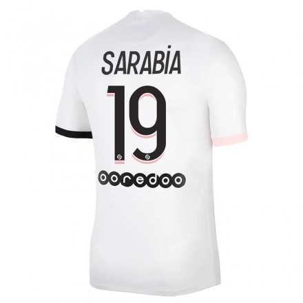 Herren Fußball Pablo Sarabia #19 Weiß Rosa Auswärtstrikot Trikot 2021/22 T-shirt