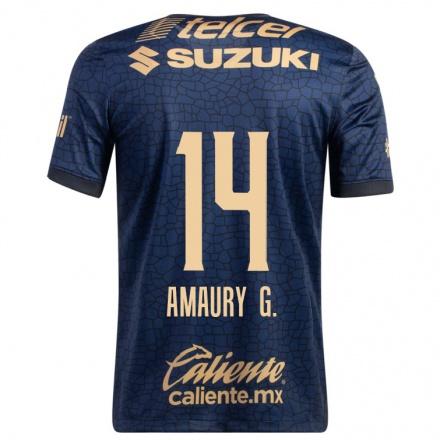 Herren Fußball Amaury Garcia #14 Navy Blau Auswärtstrikot Trikot 2021/22 T-Shirt
