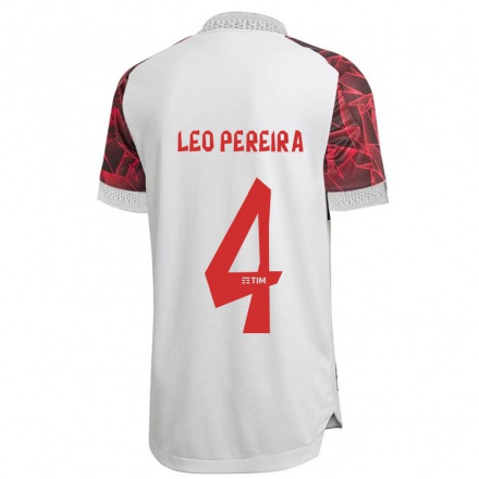 Herren Fußball Leo Pereira #4 Weiß Auswärtstrikot Trikot 2021/22 T-Shirt