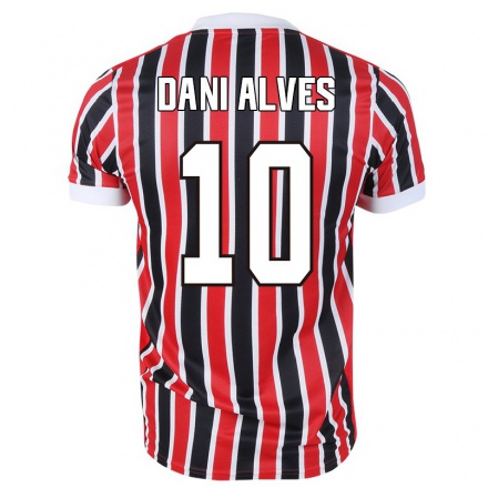 Herren Fußball Dani Alves #10 Rot Schwarz Auswärtstrikot Trikot 2021/22 T-Shirt