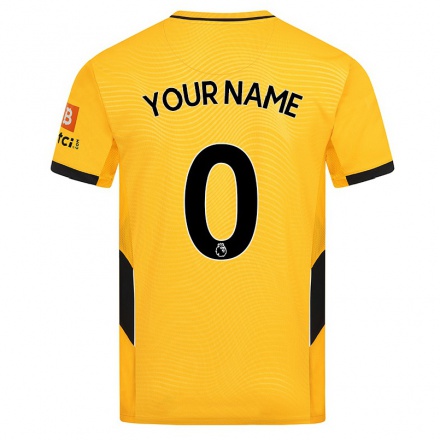 Herren Fußball Dein Name #0 Gelb Heimtrikot Trikot 2021/22 T-shirt