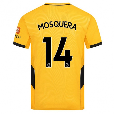 Herren Fußball Yerson Mosquera #14 Gelb Heimtrikot Trikot 2021/22 T-shirt