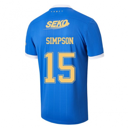 Herren Fußball Jack Simpson #15 Blau Heimtrikot Trikot 2021/22 T-shirt