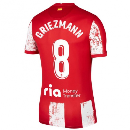 Herren Fußball Antoine Griezmann #8 Rot Weiß Heimtrikot Trikot 2021/22 T-Shirt