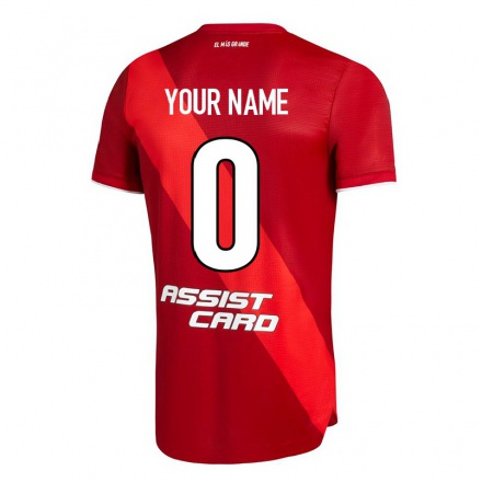 Herren Fußball Ihren Namen #1 Rot Auswärtstrikot Trikot 2021/22 T-Shirt