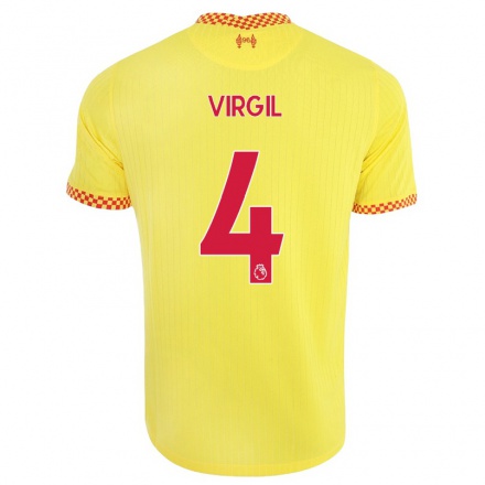 Herren Fußball Virgil van Dijk #4 Gelb Ausweichtrikot Trikot 2021/22 T-Shirt