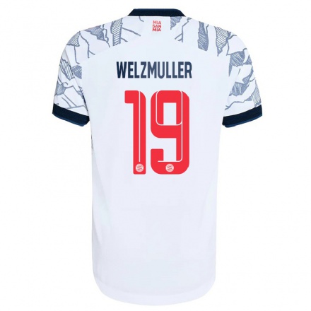 Herren Fußball Maximilian Welzmuller #19 Grau Weiß Ausweichtrikot Trikot 2021/22 T-Shirt