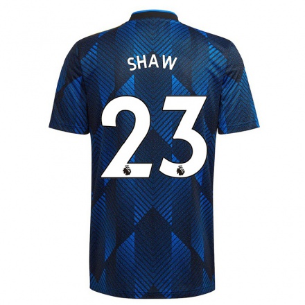Herren Fußball Luke Shaw #23 Dunkelblau Ausweichtrikot Trikot 2021/22 T-Shirt