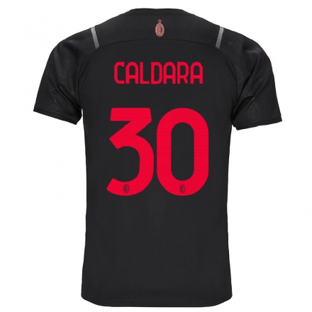 Herren Fußball Mattia Caldara #30 Schwarz Ausweichtrikot Trikot 2021/22 T-Shirt