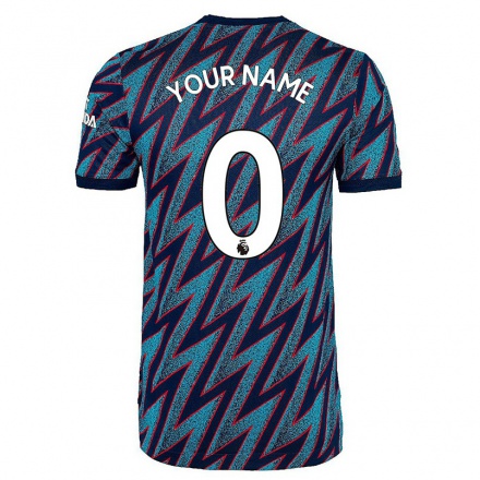Herren Fußball Ihren Namen #0 Blau Schwarz Ausweichtrikot Trikot 2021/22 T-Shirt