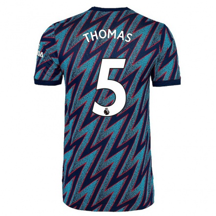 Herren Fußball Thomas Teye Partey #5 Blau Schwarz Ausweichtrikot Trikot 2021/22 T-Shirt