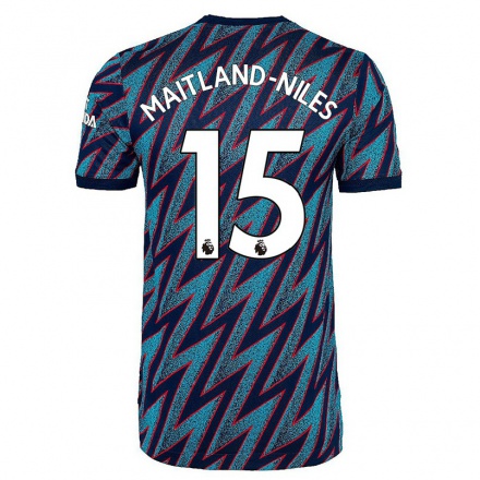 Herren Fußball Ainsley Maitland-Niles #15 Blau Schwarz Ausweichtrikot Trikot 2021/22 T-Shirt