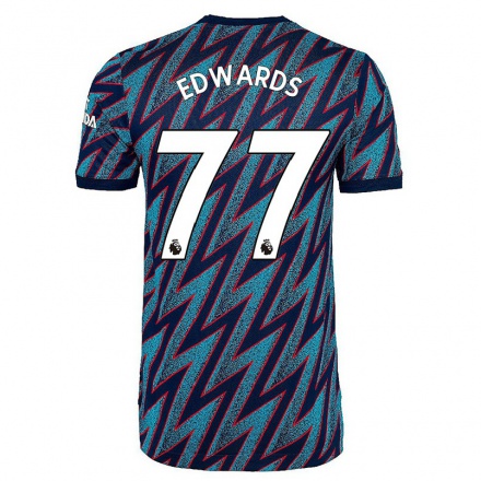 Herren Fußball Khayon Edwards #77 Blau Schwarz Ausweichtrikot Trikot 2021/22 T-Shirt