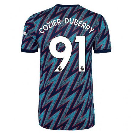 Herren Fußball Amario Cozier-Duberry #91 Blau Schwarz Ausweichtrikot Trikot 2021/22 T-Shirt