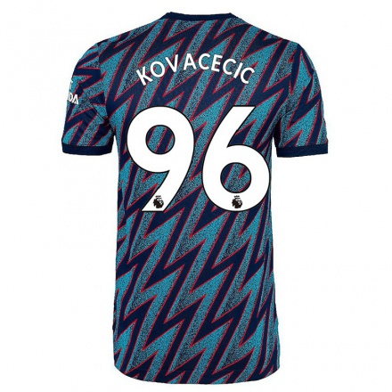 Herren Fußball Alex Kovacecic #96 Blau Schwarz Ausweichtrikot Trikot 2021/22 T-Shirt