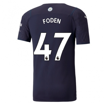 Herren Fußball Phil Foden #47 Dunkelblau Ausweichtrikot Trikot 2021/22 T-Shirt