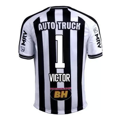 Herren Fußball Victor #1 Heimtrikot Schwarz Weiß Trikot 2020/21 Hemd