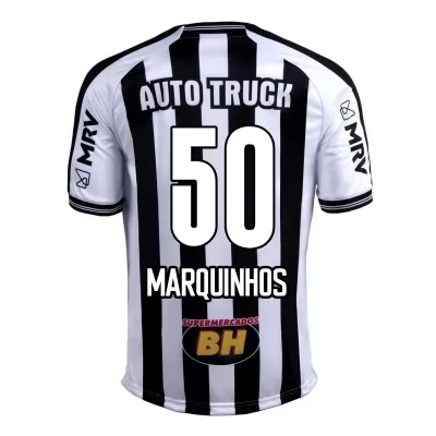 Herren Fußball Marquinhos #50 Heimtrikot Schwarz Weiß Trikot 2020/21 Hemd
