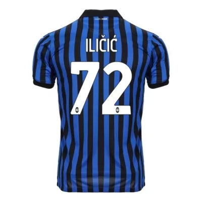 Herren Fußball Josip Ilicic #72 Heimtrikot Blau Schwarz Trikot 2020/21 Hemd