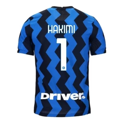 Herren Fußball Achraf Hakimi #1 Heimtrikot Blau Schwarz Trikot 2020/21 Hemd
