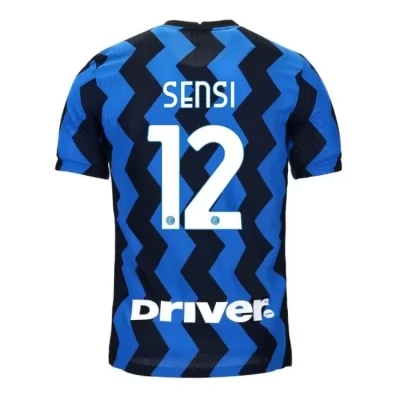 Herren Fußball Stefano Sensi #12 Heimtrikot Blau Schwarz Trikot 2020/21 Hemd