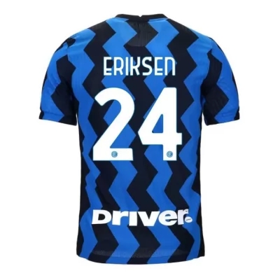Herren Fußball Christian Eriksen #24 Heimtrikot Blau Schwarz Trikot 2020/21 Hemd