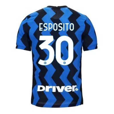 Herren Fußball Sebastiano Esposito #30 Heimtrikot Blau Schwarz Trikot 2020/21 Hemd