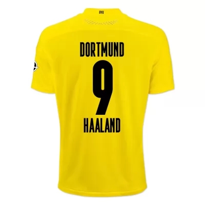 Herren Fußball Erling Haaland #9 Heimtrikot Gelb Schwarz Trikot 2020/21 Hemd
