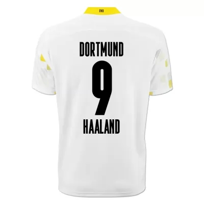 Herren Fußball Erling Haaland #9 Ausweichtrikot Weiß Gelb Trikot 2020/21 Hemd