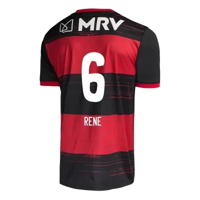 Herren Fußball Rene #6 Heimtrikot Rot Schwarz Trikot 2020/21 Hemd