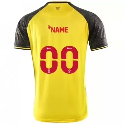 Herren Fußball Dein Name #0 Heimtrikot Gelb Schwarz Trikot 2020/21 Hemd