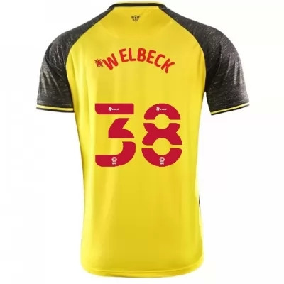 Herren Fußball Danny Welbeck #38 Heimtrikot Gelb Schwarz Trikot 2020/21 Hemd