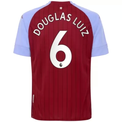 Herren Fußball Douglas Luiz #6 Heimtrikot Rot Blau Trikot 2020/21 Hemd