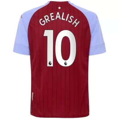 Herren Fußball Jack Grealish #10 Heimtrikot Rot Blau Trikot 2020/21 Hemd