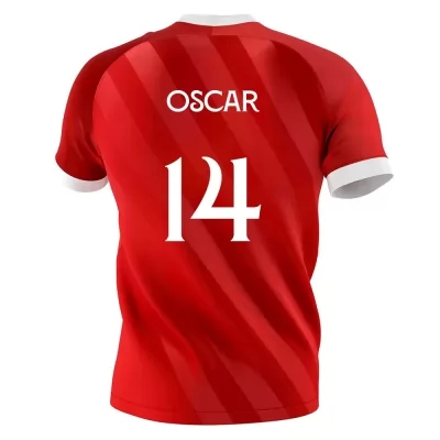 Herren Fußball Oscar Rodriguez #14 Auswärtstrikot Rot Trikot 2020/21 Hemd