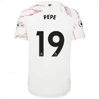 Herren Fußball Nicolas Pepe #19 Auswärtstrikot Weiß Trikot 2020/21 Hemd