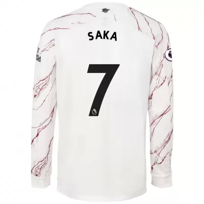 Herren Fußball Bukayo Saka #7 Auswärtstrikot Weiß Long Sleeved Shirt 2020/21 Hemd