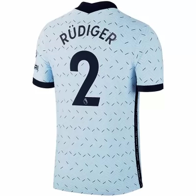 Herren Fußball Antonio Rudiger #2 Auswärtstrikot Hellblau Trikot 2020/21 Hemd