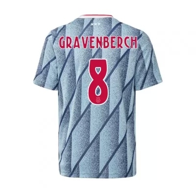 Herren Fußball Ryan Gravenberch #8 Auswärtstrikot Blau Trikot 2020/21 Hemd