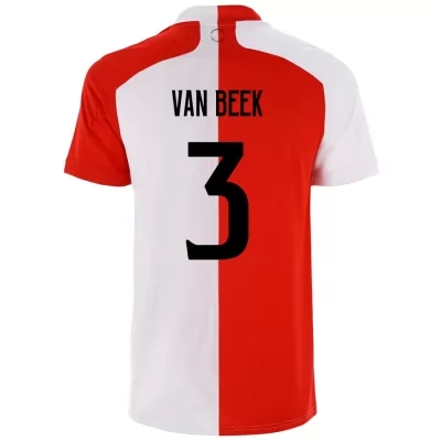 Herren Fußball Sven Van Beek #3 Heimtrikot Rot Weiß Trikot 2020/21 Hemd