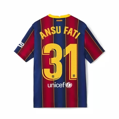 Herren Fußball Ansu Fati #31 Heimtrikot Rot Blau Trikot 2020/21 Hemd