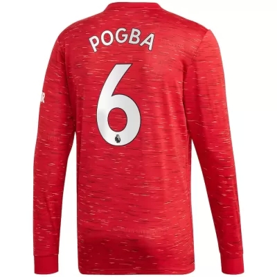 Herren Fußball Paul Pogba #6 Heimtrikot Rot Long Sleeved Shirt 2020/21 Hemd
