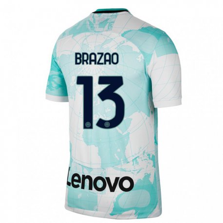 Kandiny Kinder Gabriel Brazao #13 Hellgrün Weiß Ausweichtrikot Trikot 2022/23 T-shirt