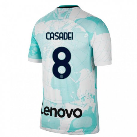 Kandiny Kinder Cesare Casadei #8 Hellgrün Weiß Ausweichtrikot Trikot 2022/23 T-shirt