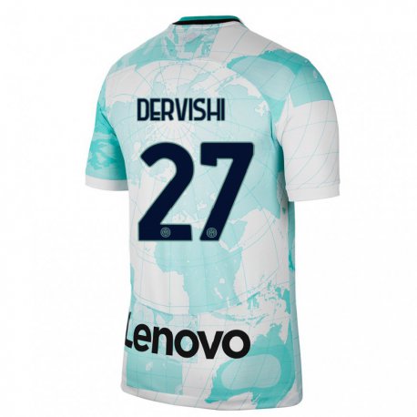 Kandiny Kinder Kristian Dervishi #27 Hellgrün Weiß Ausweichtrikot Trikot 2022/23 T-shirt