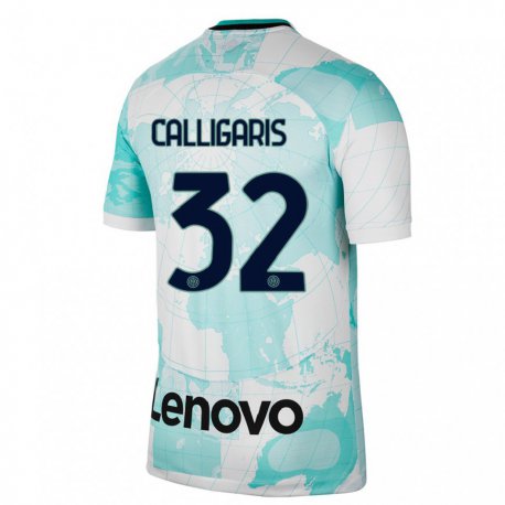 Kandiny Kinder Alessandro Calligaris #32 Hellgrün Weiß Ausweichtrikot Trikot 2022/23 T-shirt