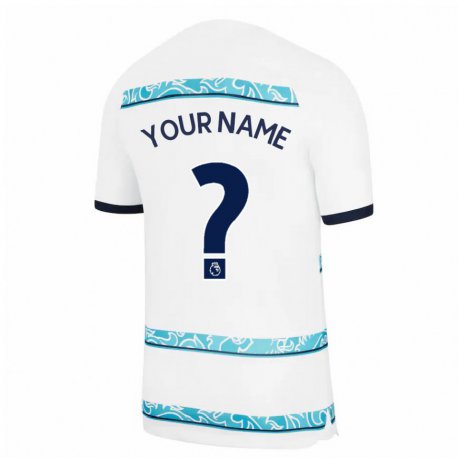 Kandiny Kinder Ihren Namen #0 Weiß Hellblau Ausweichtrikot Trikot 2022/23 T-shirt