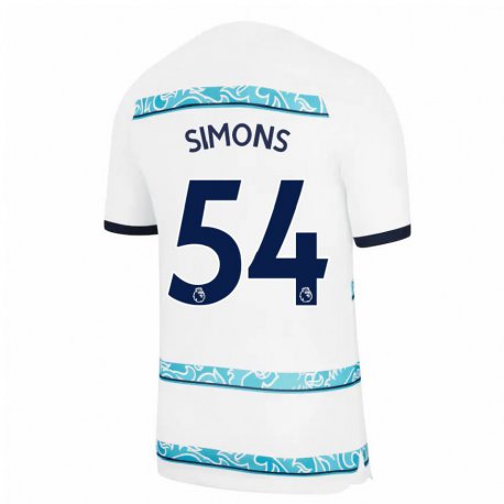 Kandiny Kinder Xavier Simons #54 Weiß Hellblau Ausweichtrikot Trikot 2022/23 T-shirt