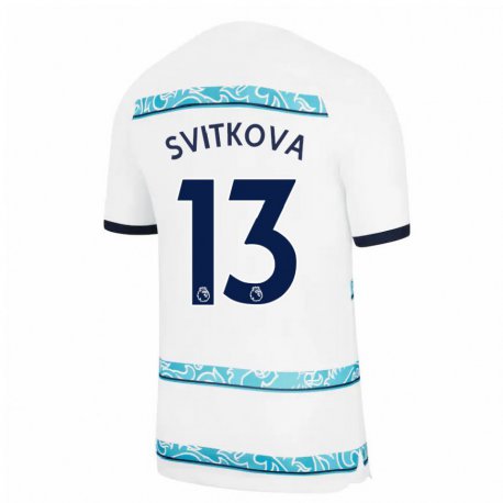 Kandiny Kinder Katerina Svitkova #13 Weiß Hellblau Ausweichtrikot Trikot 2022/23 T-shirt