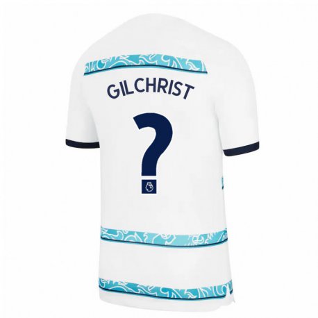 Kandiny Kinder Alfie Gilchrist #0 Weiß Hellblau Ausweichtrikot Trikot 2022/23 T-shirt
